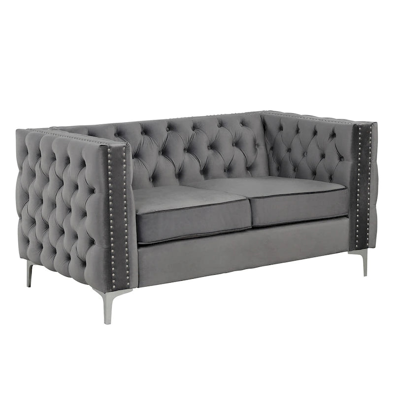 Morden Fort Ensemble canapé et causeuse 2 places en velours hollandais beige, avec pieds en fer