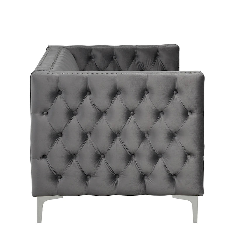 Morden Fort Ensemble canapé et causeuse 2 places en velours hollandais beige, avec pieds en fer