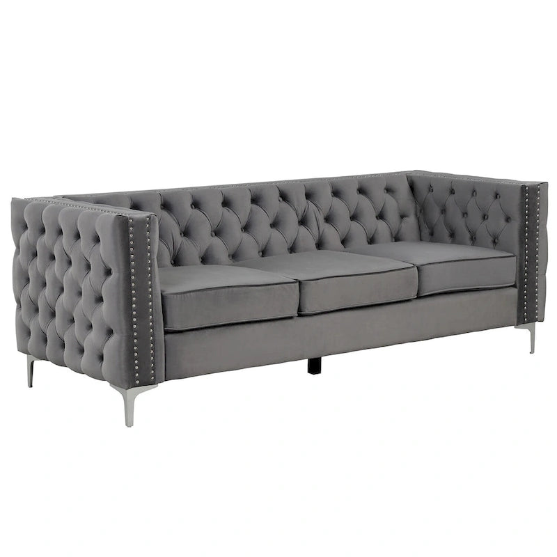 Morden Fort Ensemble canapé et causeuse 2 places en velours hollandais beige, avec pieds en fer