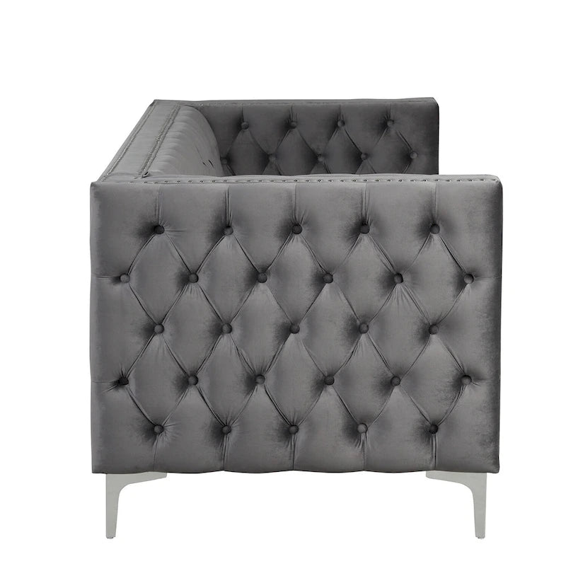 Morden Fort Ensemble canapé et causeuse 2 places en velours hollandais beige, avec pieds en fer