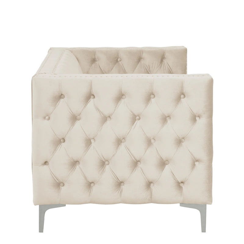 Morden Fort Ensemble canapé et causeuse 2 places en velours hollandais beige, avec pieds en fer