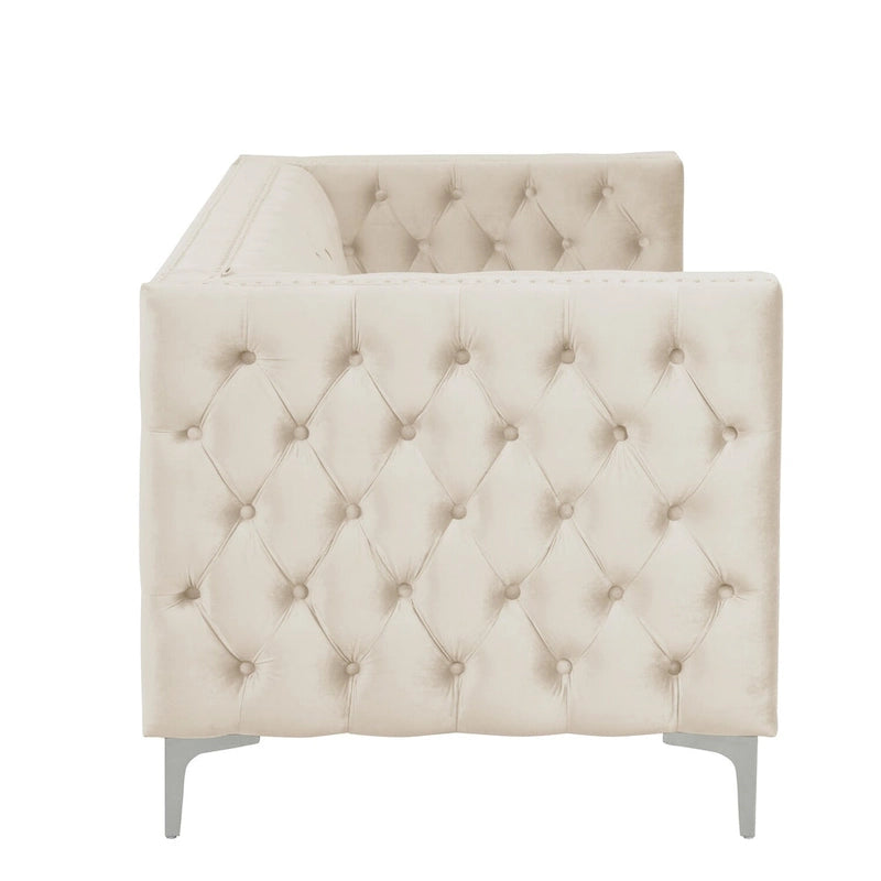 Morden Fort Ensemble canapé et causeuse 2 places en velours hollandais beige, avec pieds en fer