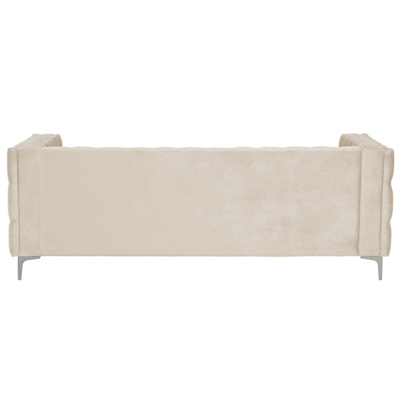 Morden Fort Ensemble canapé et causeuse 2 places en velours hollandais beige, avec pieds en fer