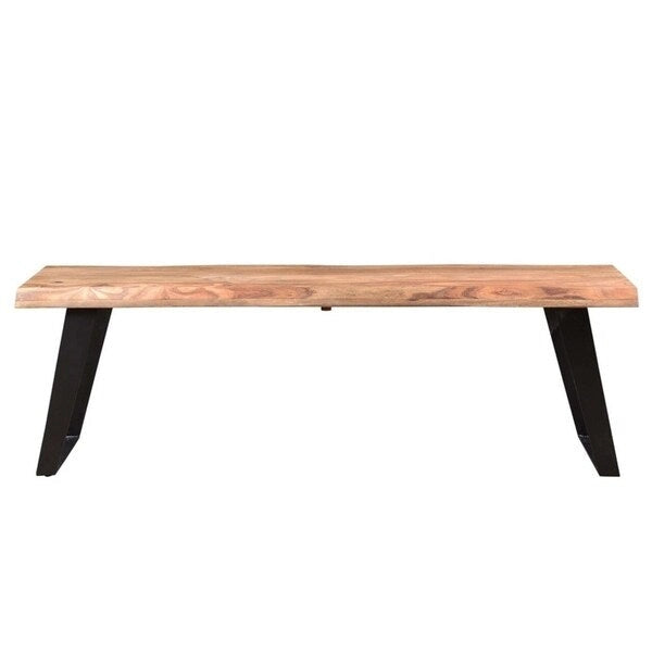 Banc Fait Main en Bois de Sesham à Bord Naturel (Inde) - 50 x 16 x 18