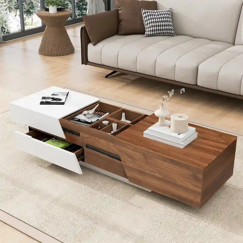 Table basse moderne extensible Merax avec plateau coulissant