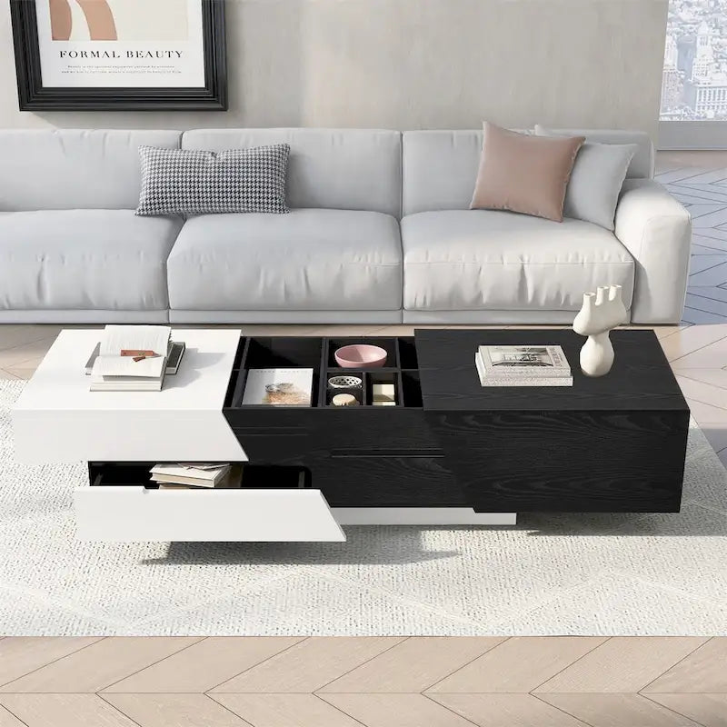 Table basse moderne extensible Merax avec plateau coulissant