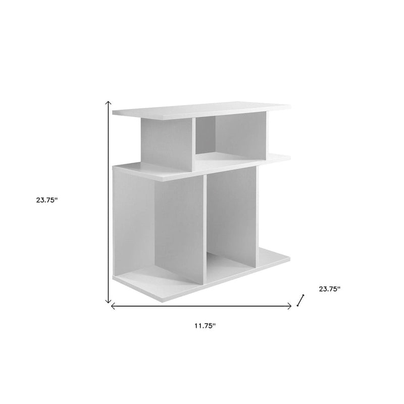 HomeRoots Table d'appoint en bois blanc avec six étagères ouvertes - 11,75 po