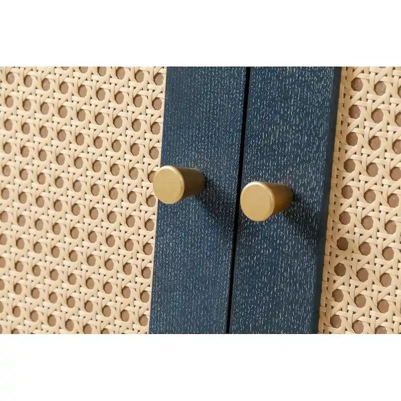 Meuble de rangement d'appoint avec 4 portes en rotin