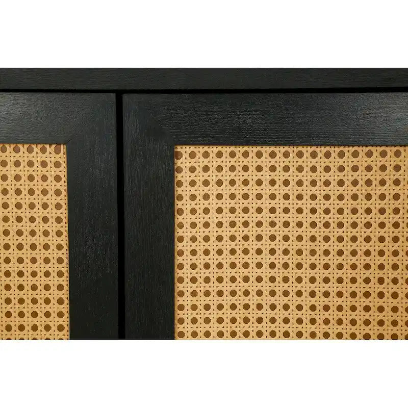 Meuble de rangement d'appoint avec 4 portes en rotin