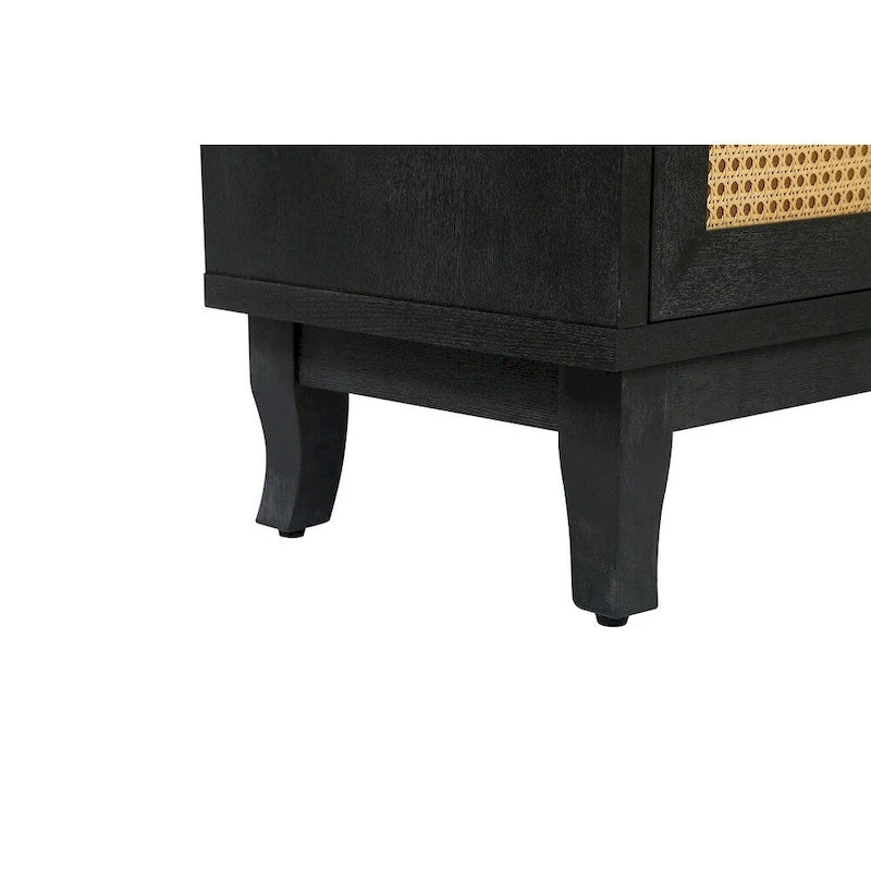 Meuble de rangement d'appoint avec 4 portes en rotin