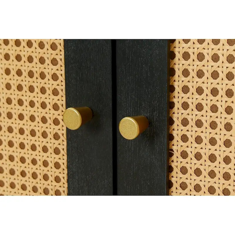 Meuble de rangement d'appoint avec 4 portes en rotin