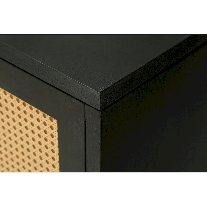 Meuble de rangement d'appoint avec 4 portes en rotin
