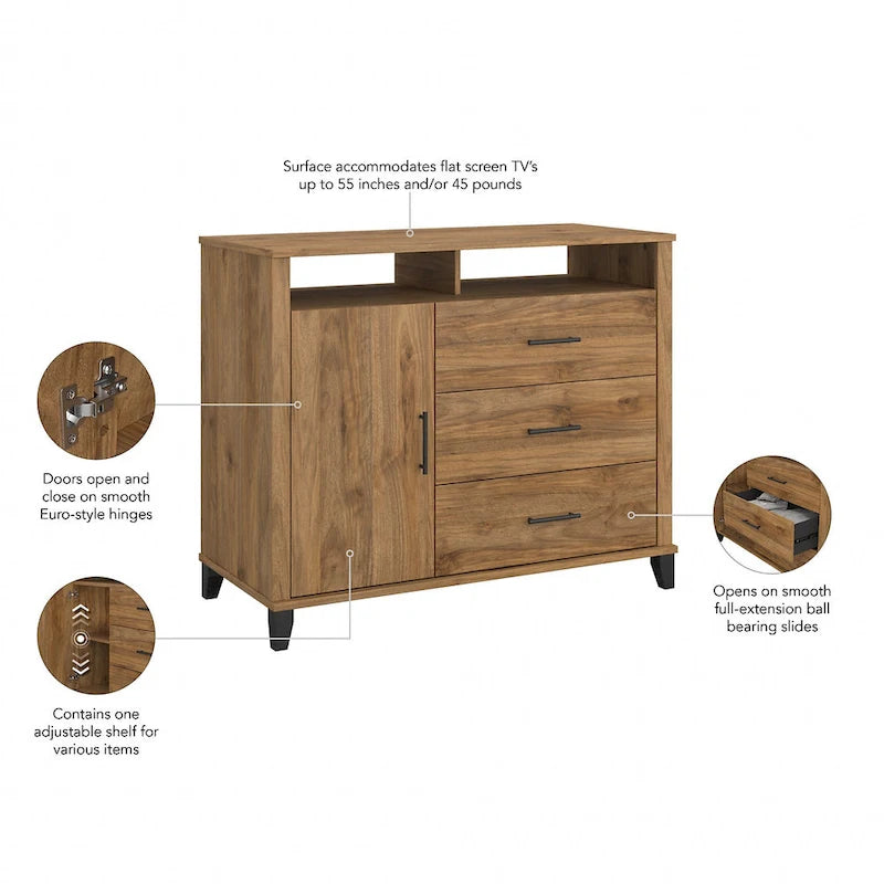 Meuble télé haut Somerset avec rangement par Bush Furniture