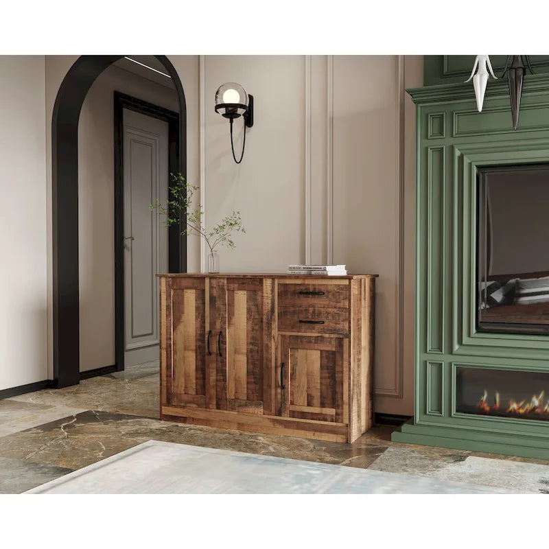 Buffet moderne en bois avec 2 portes, 1 rangement et 2 tiroirs - Console de rangement pour entrée/salle à manger avec portes