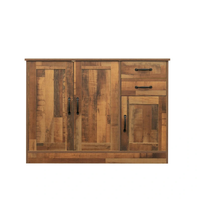 Buffet moderne en bois avec 2 portes, 1 rangement et 2 tiroirs - Console de rangement pour entrée/salle à manger avec portes