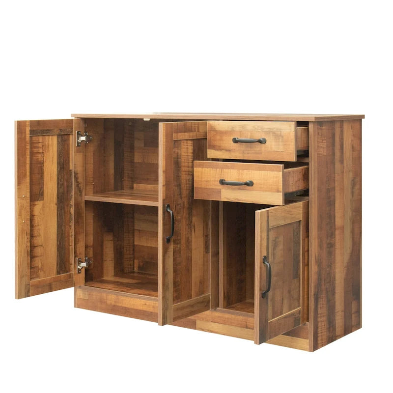 Buffet moderne en bois avec 2 portes, 1 rangement et 2 tiroirs - Console de rangement pour entrée/salle à manger avec portes