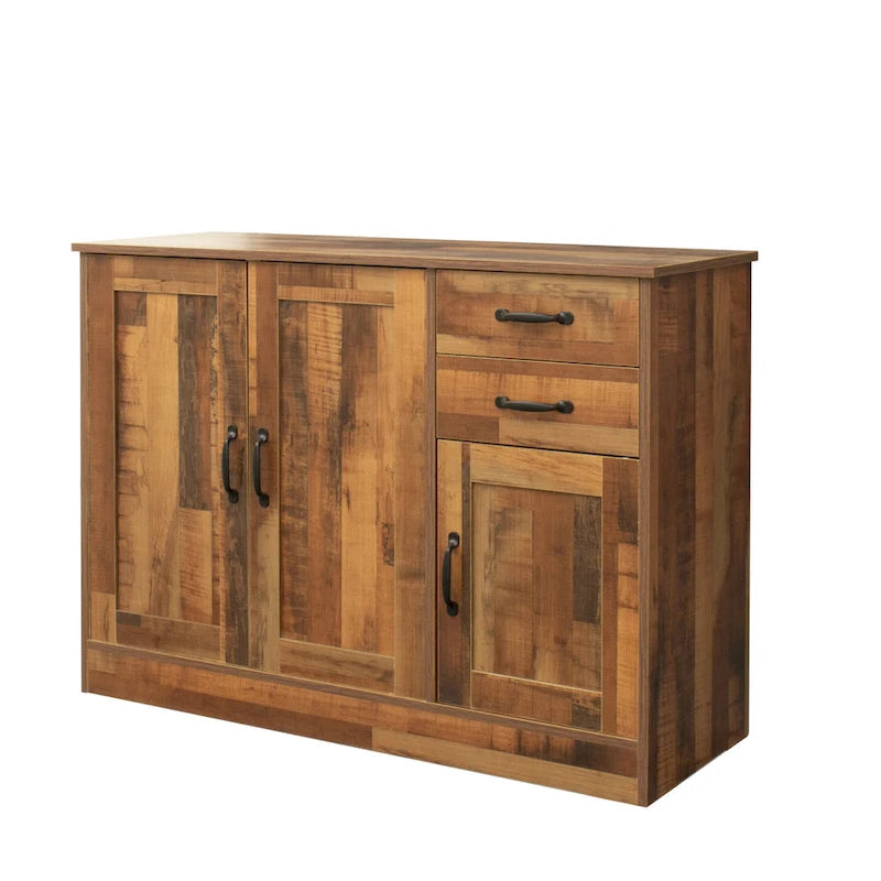 Buffet moderne en bois avec 2 portes, 1 rangement et 2 tiroirs - Console de rangement pour entrée/salle à manger avec portes