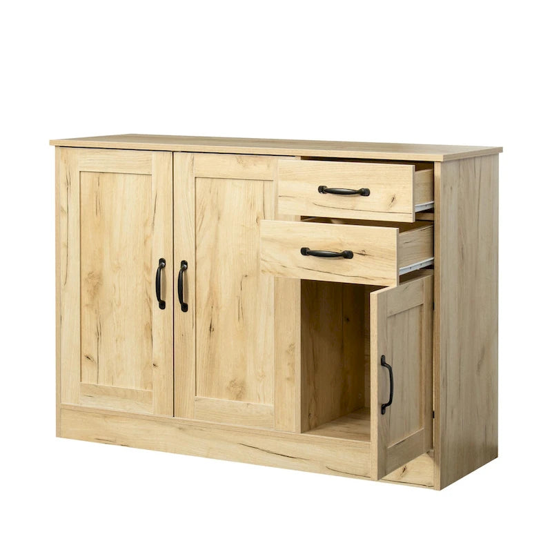 Buffet moderne en bois avec 2 portes, 1 rangement et 2 tiroirs - Console de rangement pour entrée/salle à manger avec portes