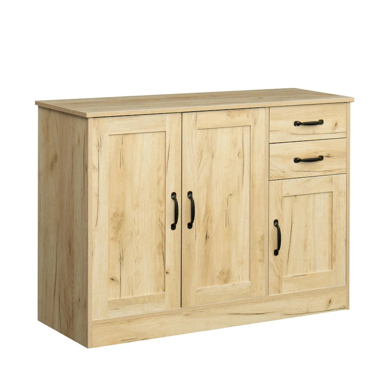 Buffet moderne en bois avec 2 portes, 1 rangement et 2 tiroirs - Console de rangement pour entrée/salle à manger avec portes