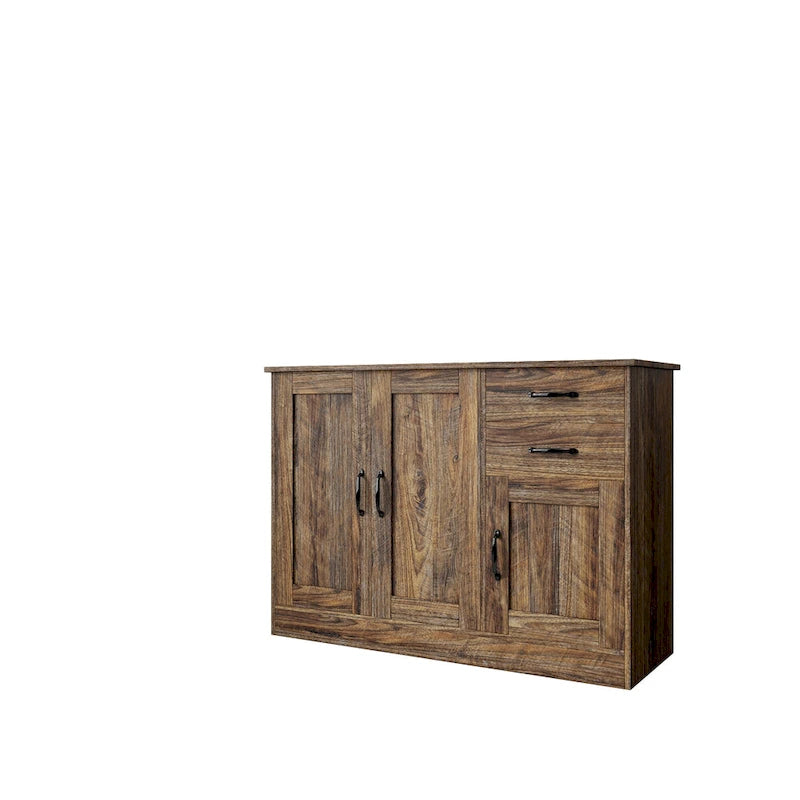 Buffet moderne en bois avec 2 portes, 1 rangement et 2 tiroirs - Console de rangement pour entrée/salle à manger avec portes