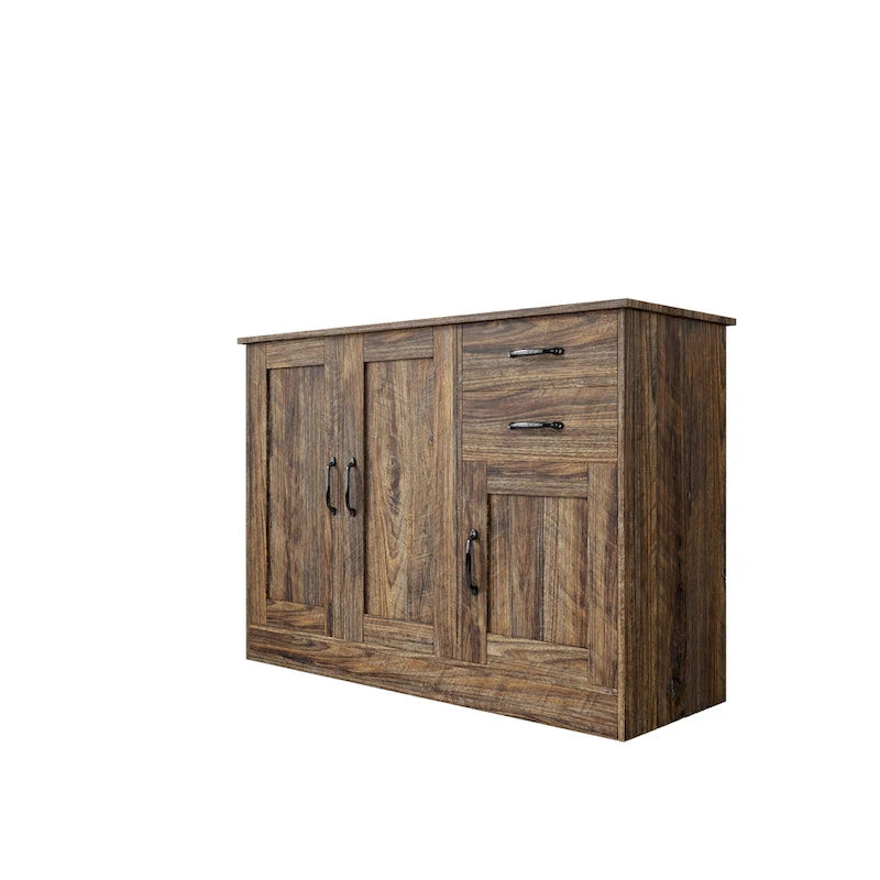 Buffet moderne en bois avec 2 portes, 1 rangement et 2 tiroirs - Console de rangement pour entrée/salle à manger avec portes