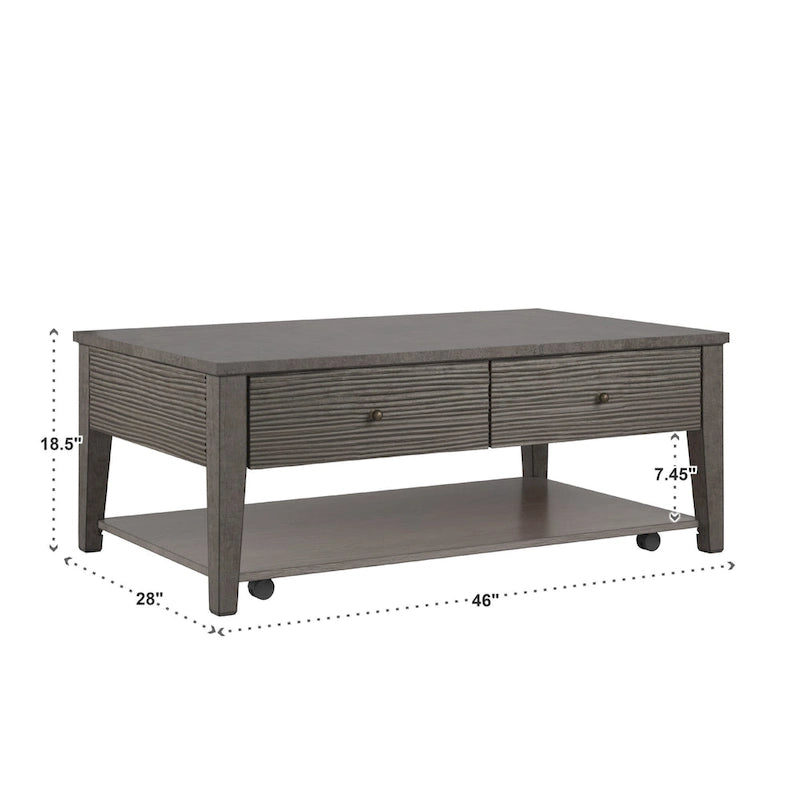 Table en ciment fibré gris avec étagère, finition gris antique Coober, par iNSPIRE Q Modern