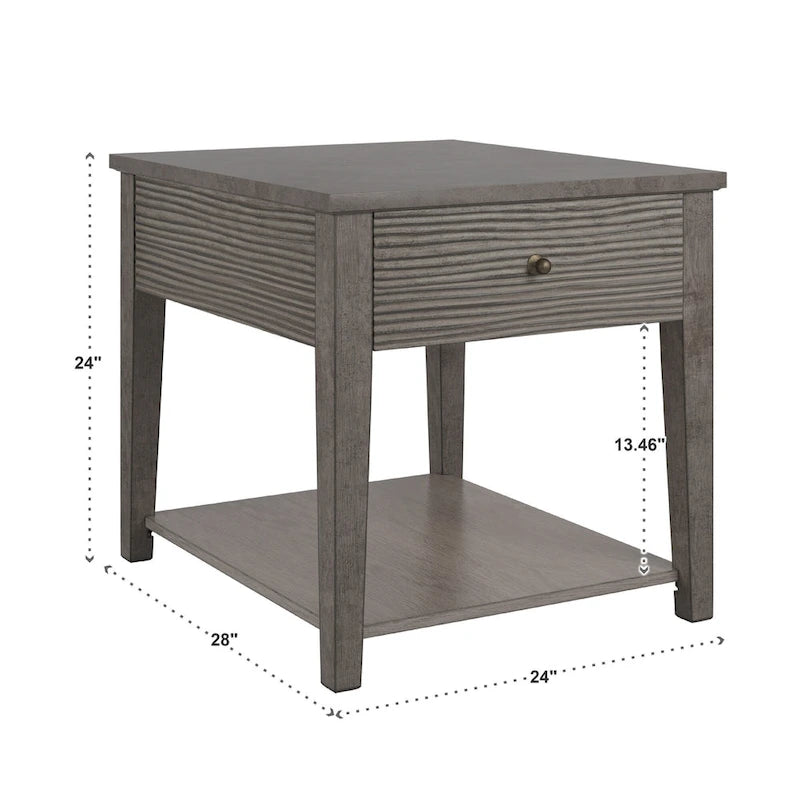 Table en ciment fibré gris avec étagère, finition gris antique Coober, par iNSPIRE Q Modern