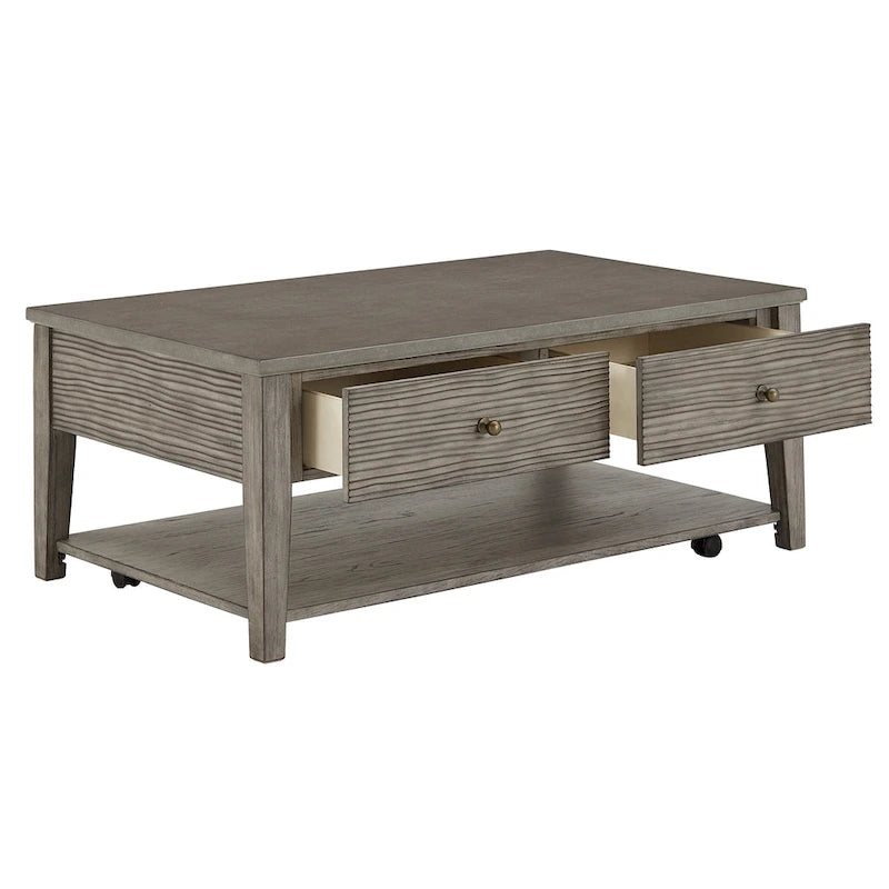 Table en ciment fibré gris avec étagère, finition gris antique Coober, par iNSPIRE Q Modern