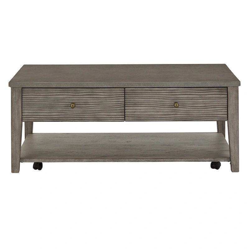 Table en ciment fibré gris avec étagère, finition gris antique Coober, par iNSPIRE Q Modern