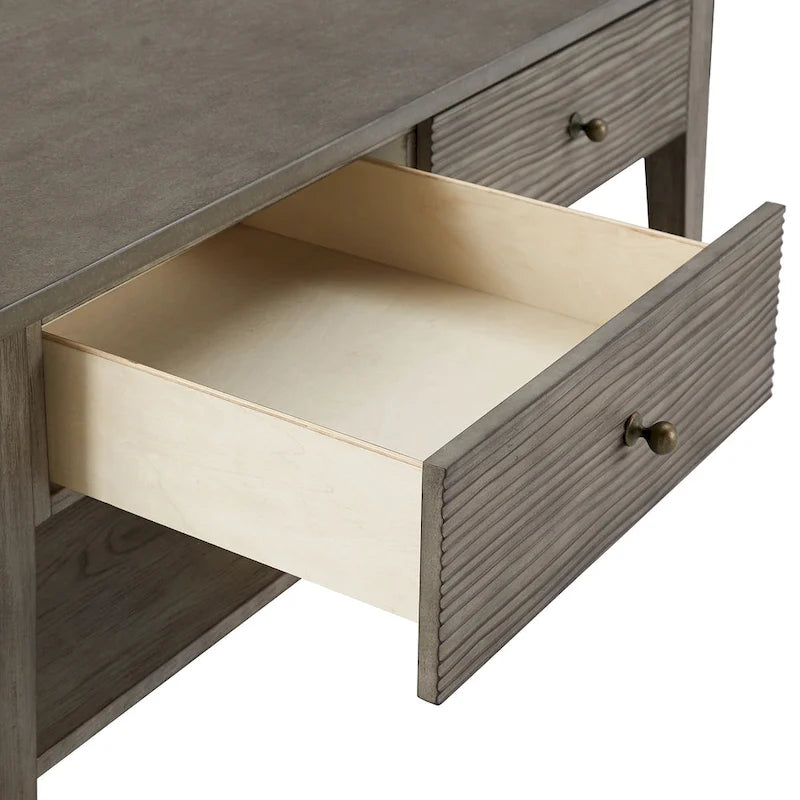 Table en ciment fibré gris avec étagère, finition gris antique Coober, par iNSPIRE Q Modern
