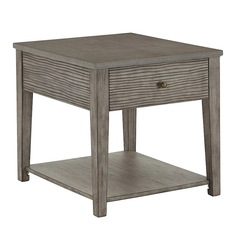 Table en ciment fibré gris avec étagère, finition gris antique Coober, par iNSPIRE Q Modern