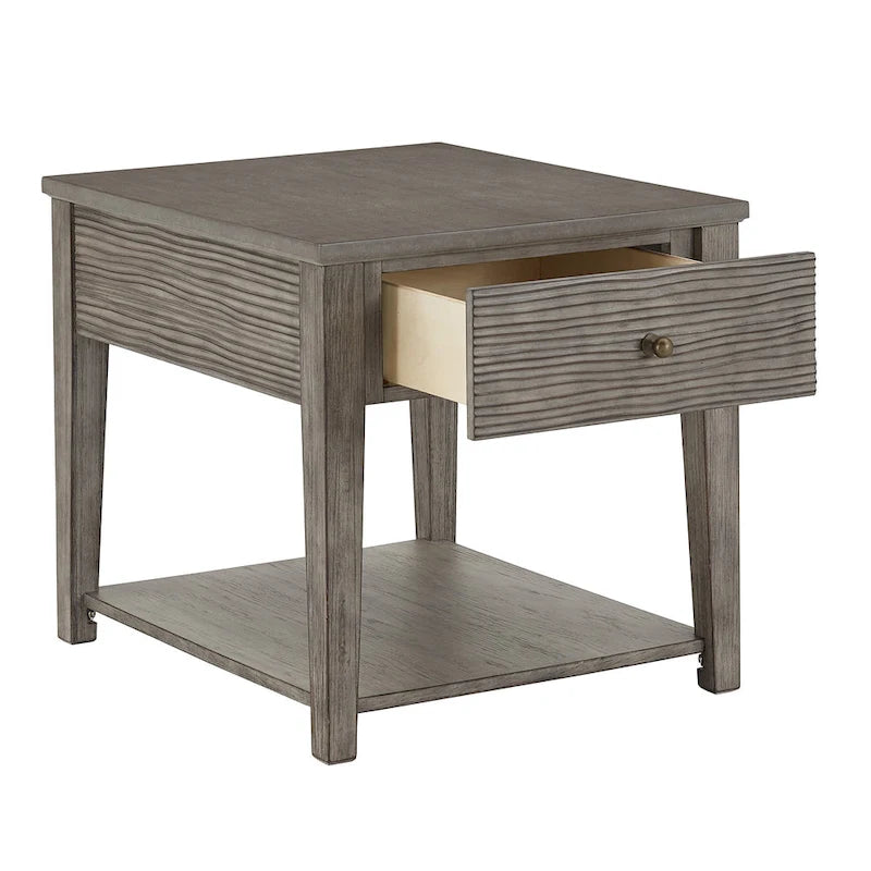 Table en ciment fibré gris avec étagère, finition gris antique Coober, par iNSPIRE Q Modern