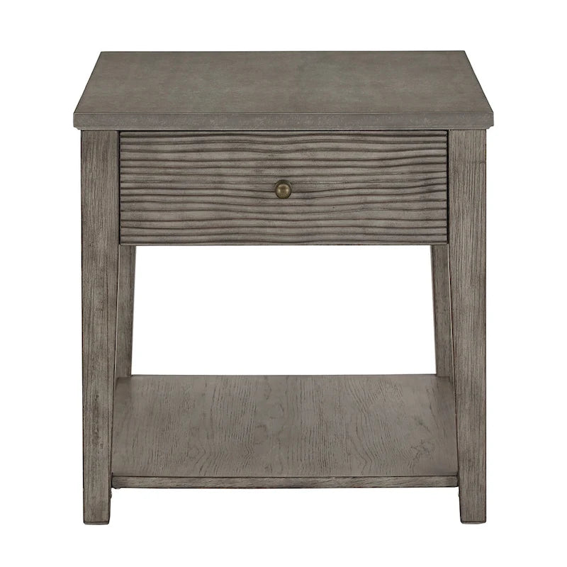 Table en ciment fibré gris avec étagère, finition gris antique Coober, par iNSPIRE Q Modern