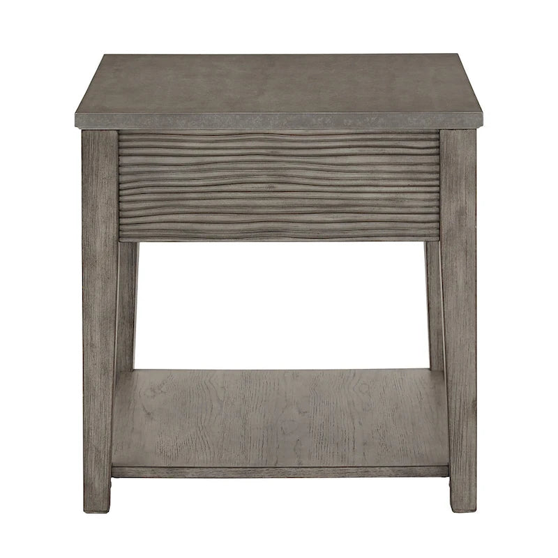 Table en ciment fibré gris avec étagère, finition gris antique Coober, par iNSPIRE Q Modern