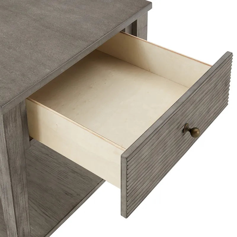 Table en ciment fibré gris avec étagère, finition gris antique Coober, par iNSPIRE Q Modern