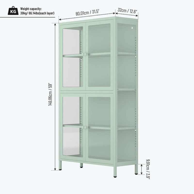 notre armoire de rangement à porte vitrée avec étagères réglables
