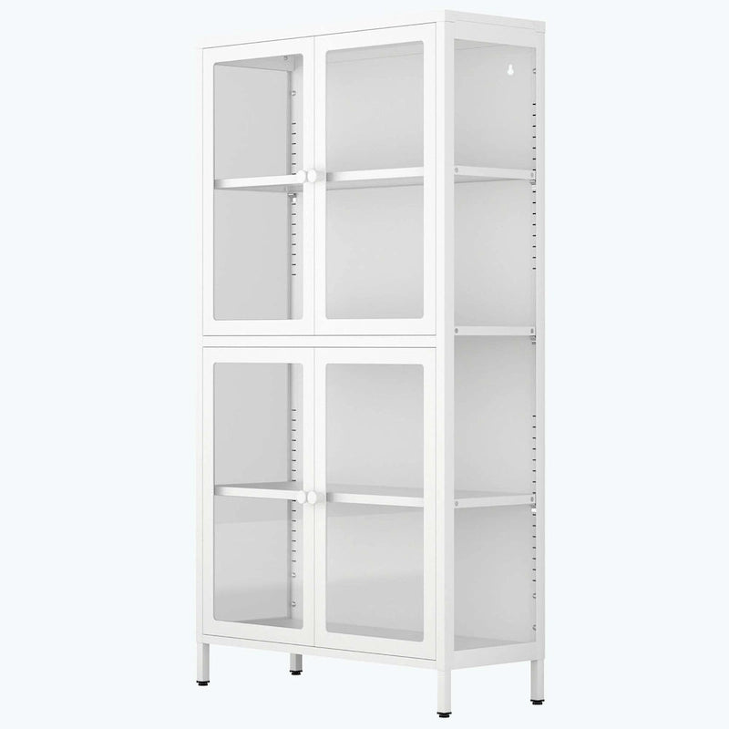 notre armoire de rangement à porte vitrée avec étagères réglables