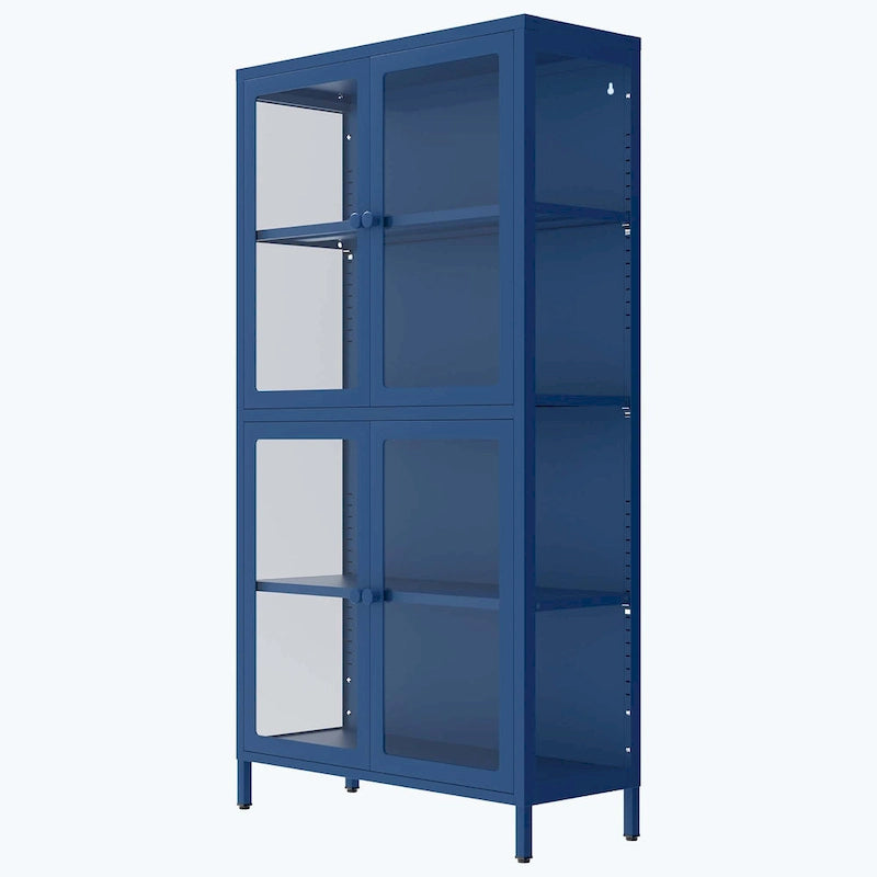 notre armoire de rangement à porte vitrée avec étagères réglables
