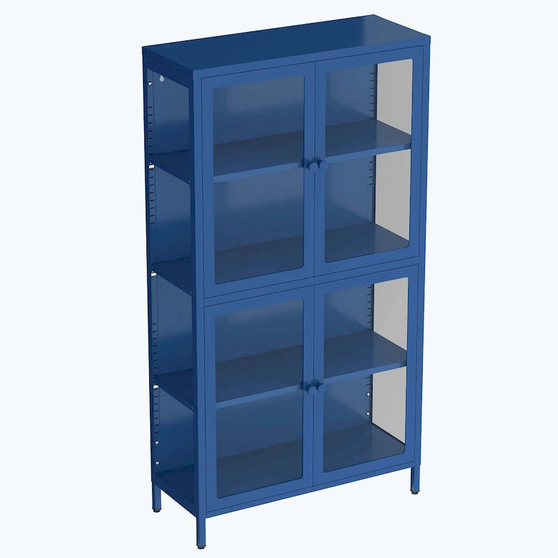 notre armoire de rangement à porte vitrée avec étagères réglables