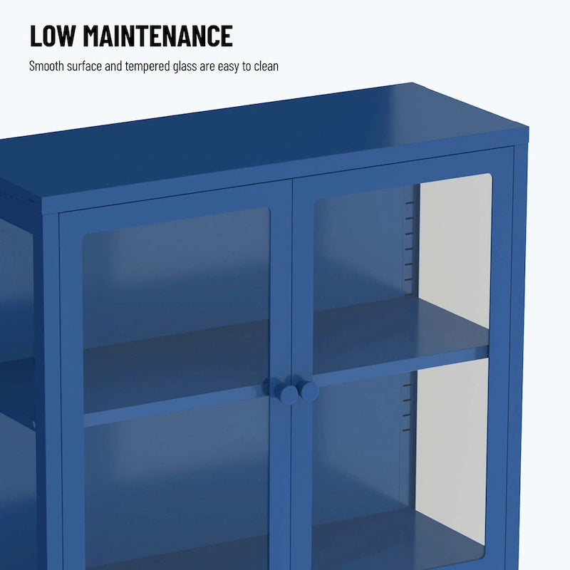 notre armoire de rangement à porte vitrée avec étagères réglables
