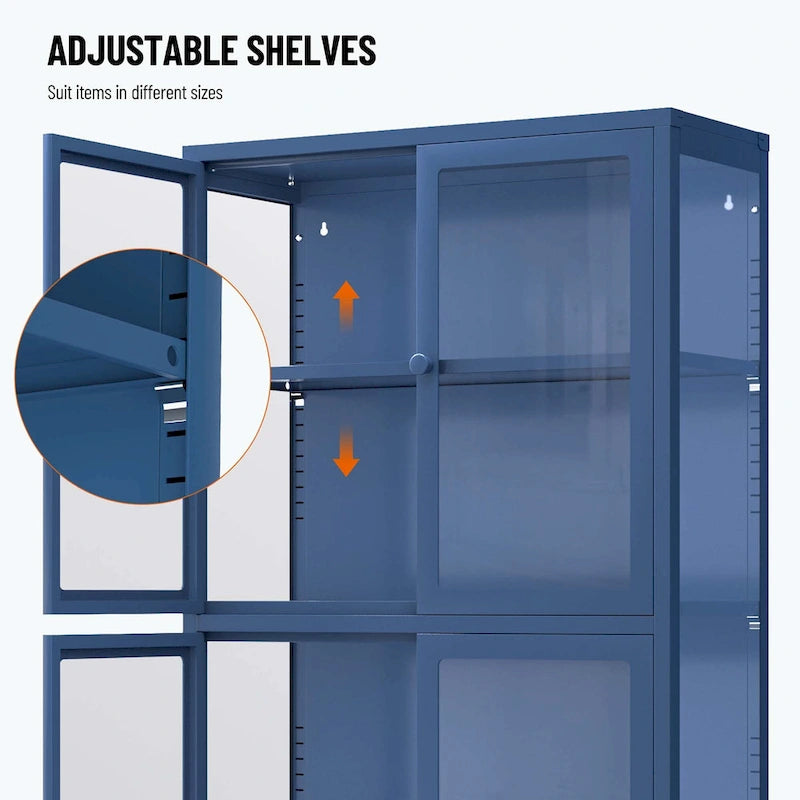 notre armoire de rangement à porte vitrée avec étagères réglables