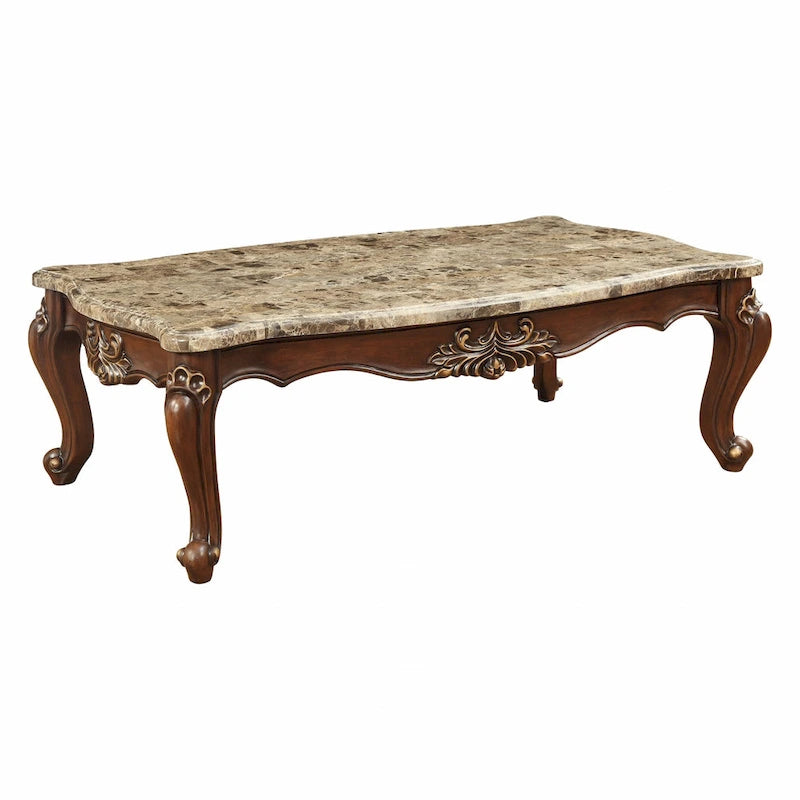 Table basse HomeRoots 34 en marbre véritable à forme libre - 34