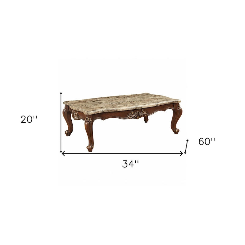 Table basse HomeRoots 34 en marbre véritable à forme libre - 34