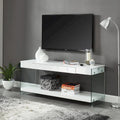 Meuble TV Takamura Modern 60 po en verre, 1 tablette et 1 tiroir, par Strick & Bolton