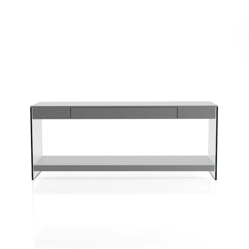 Meuble TV Takamura Modern 60 po en verre, 1 tablette et 1 tiroir, par Strick & Bolton
