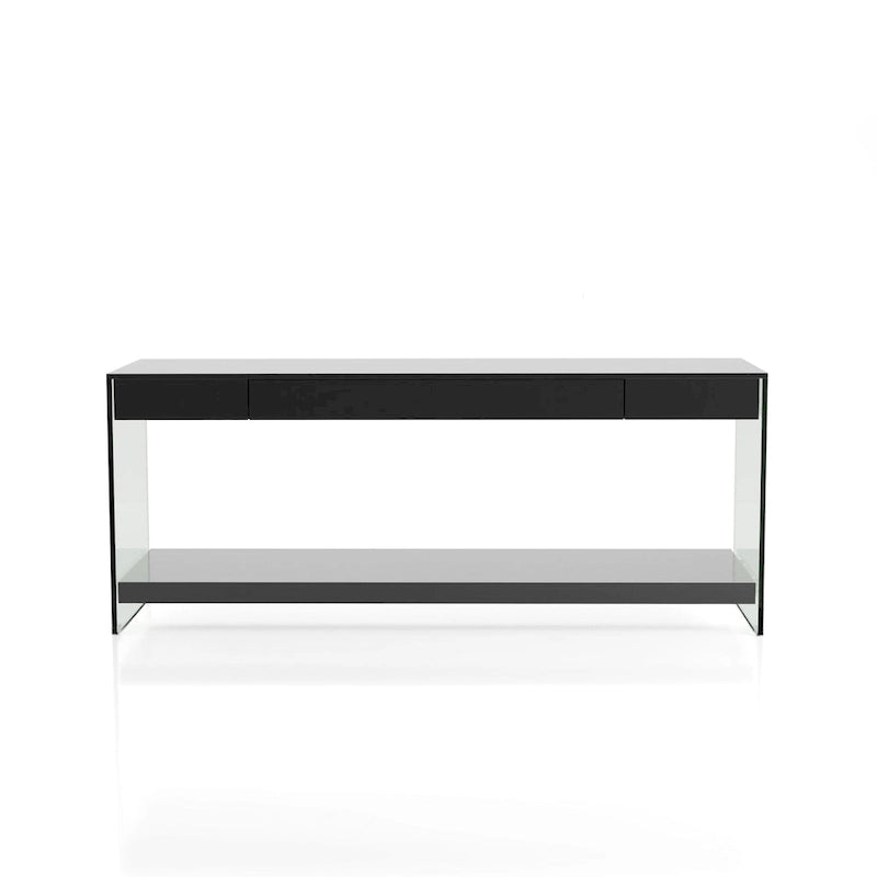 Meuble TV Takamura Modern 60 po en verre, 1 tablette et 1 tiroir, par Strick & Bolton