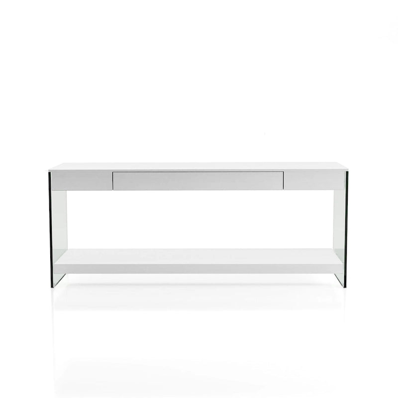 Meuble TV Takamura Modern 60 po en verre, 1 tablette et 1 tiroir, par Strick & Bolton