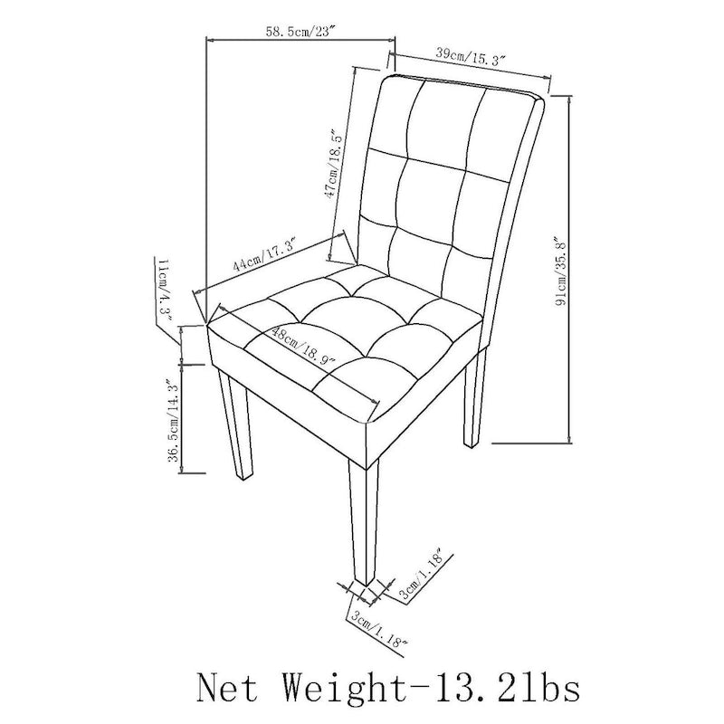 WYNDENHALL Jefferson Chaise de salle à manger Parsons contemporaine (Lot de 2) - 48 larg. x 58 prof. x 91 haut. (cm)