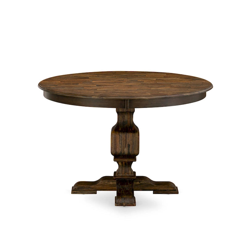 East West Furniture Ensemble de Table de Cuisine - une Table à Manger et des Chaises en Tissu Lin Marron, Chêne Jacobean Vieilli (Options de Pièces)