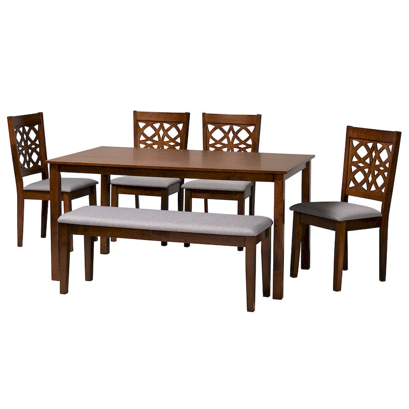 Ensemble de salle à manger Abigail en tissu et bois de style moderne